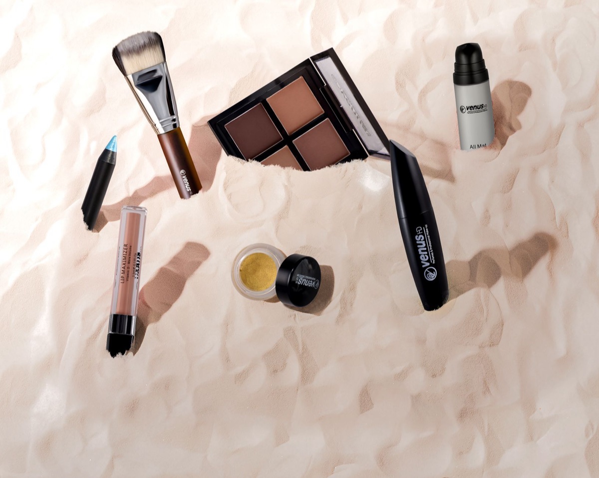 Premium beauty and skincare products arranged elegantly