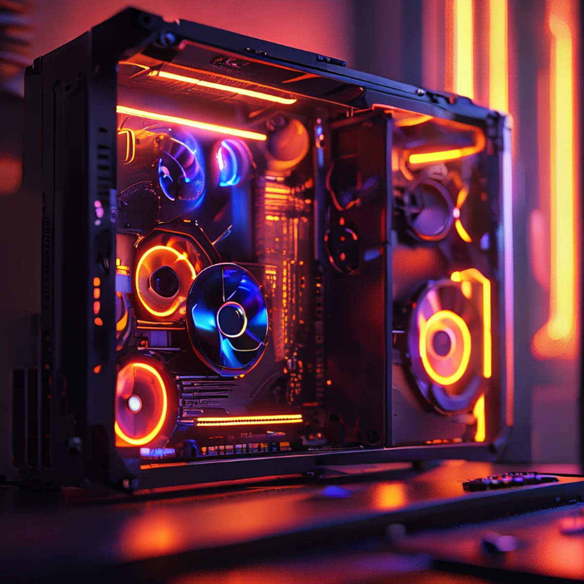 Détails d'un PC de gaming haute performance avec éclairage RGB
