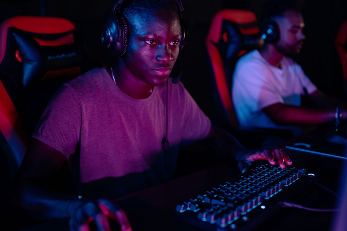 Gaming chair with blue lighting