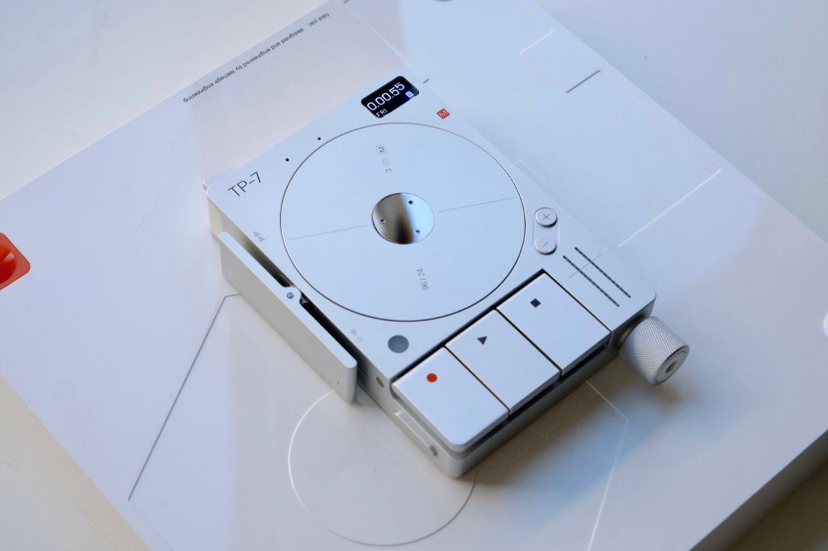 Tech product with digital interface in modern German setting