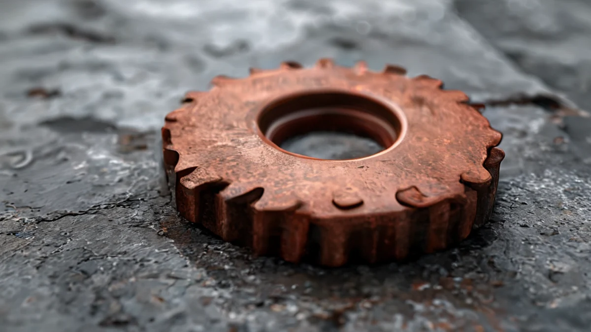 Eisenfarbener Zahnräder mit feinem Detail und metallischem Schimmer.