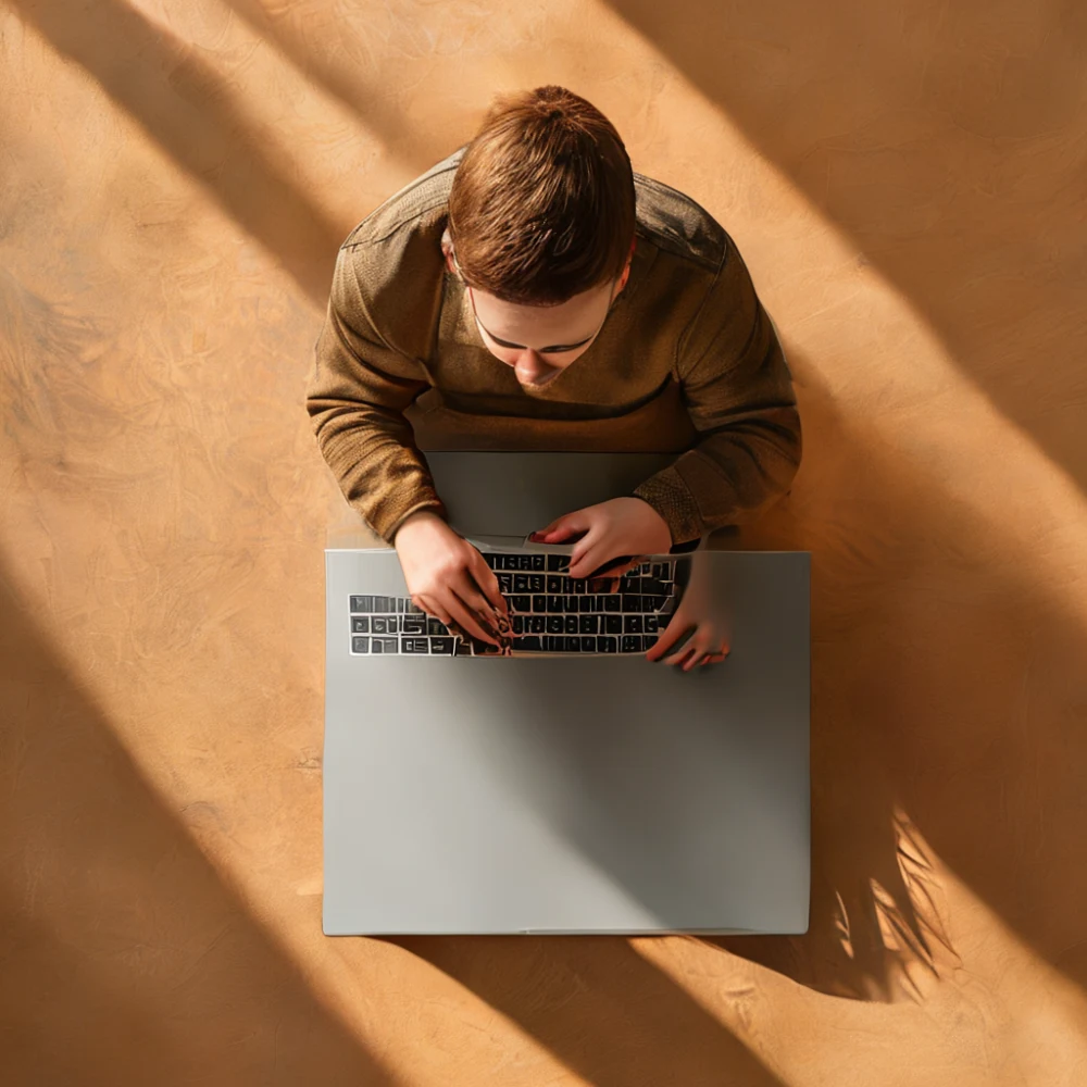 German YouTuber with laptop